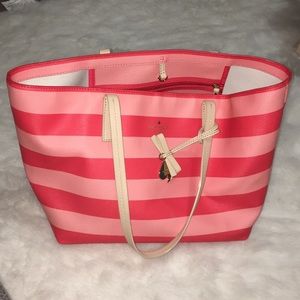 CORAL STRIPED TOTE